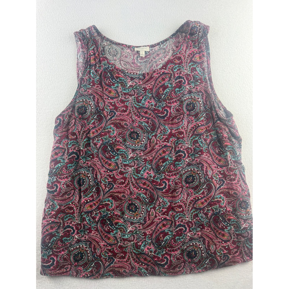 Talbots‎ Womens Pink Paisley Rayon Sleeveless Shell Blouse Top Large BD2706